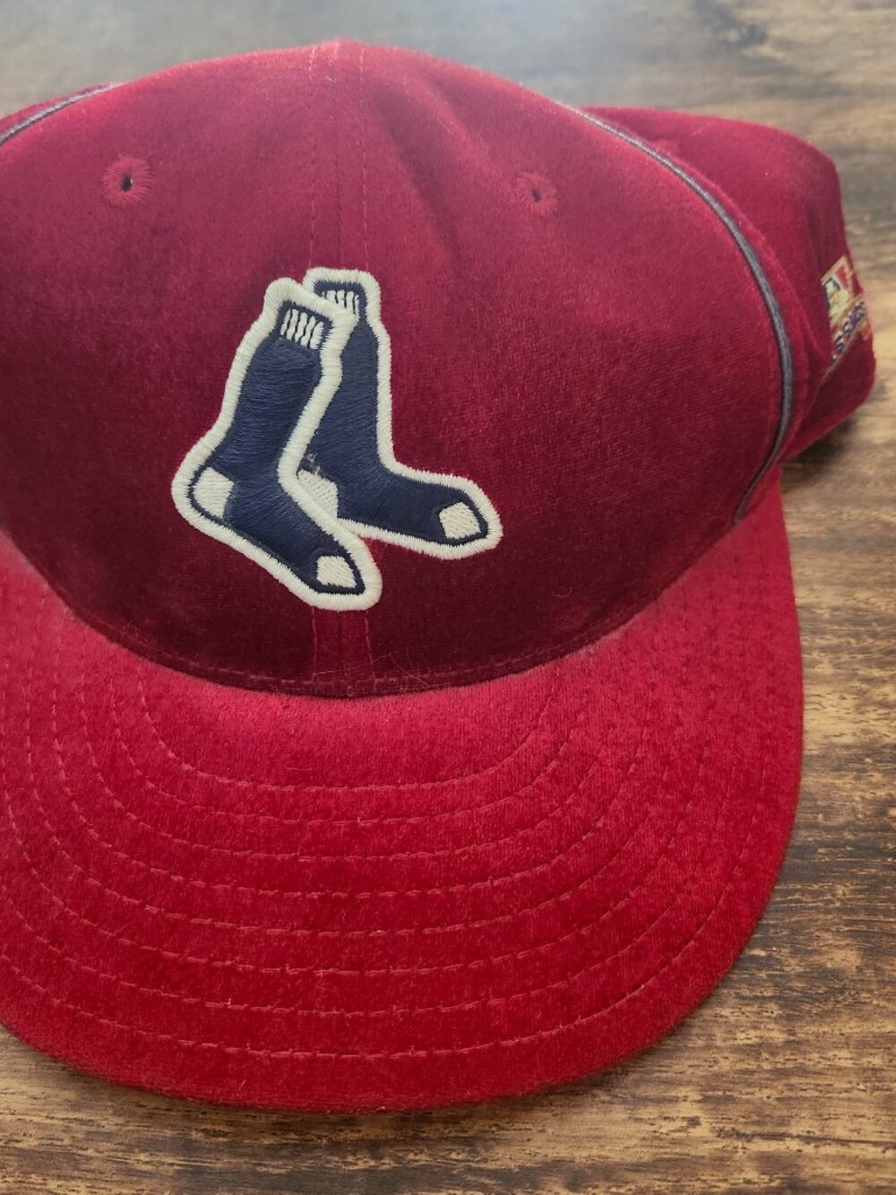 American Needle Boston Red Sox Velvet Fitted Hat 7 3/8 MLB Cooperstown USED
